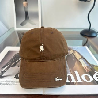Ralph Lauren Hat Walnut Brown Pony Script-Detail Baseball Cap