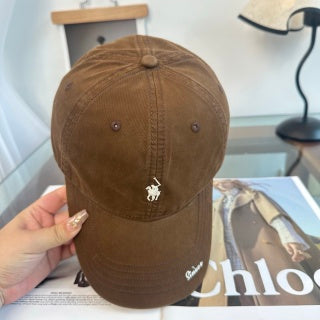 Ralph Lauren Hat Brown Pony Embroidered Script-Brim Baseball Cap