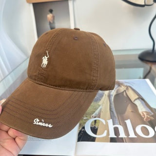 Ralph Lauren Hat Walnut Brown Pony Script-Detail Baseball Cap