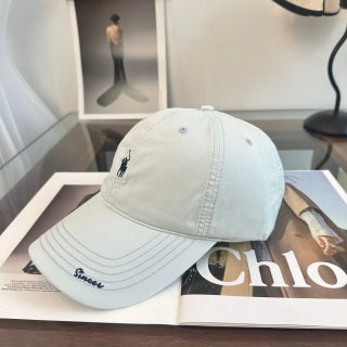 Ralph Lauren Hat Pale Blue Pony Script-Brim Baseball Cap