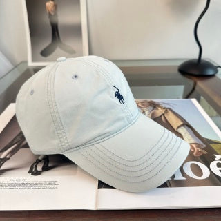 Ralph Lauren Hat Pale Blue Pony Script-Brim Baseball Cap
