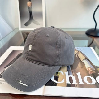 Ralph Lauren Hat Gray Washed Pony Script-Brim Baseball Cap