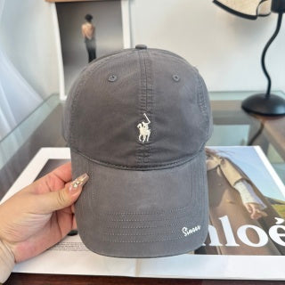 Ralph Lauren Hat Gray Washed Pony Script-Brim Baseball Cap