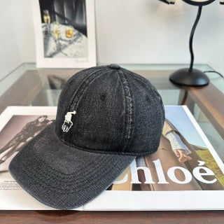 Ralph Lauren Hat Charcoal Washed-Look Pony Baseball Cap