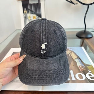 Ralph Lauren Hat Charcoal Washed-Look Pony Baseball Cap