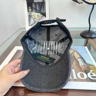 Ralph Lauren Hat Charcoal Washed-Look Pony Baseball Cap