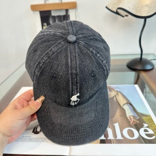 Ralph Lauren Hat Charcoal Washed-Look Pony Baseball Cap