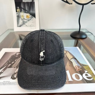 Ralph Lauren Hat Charcoal Washed-Look Pony Baseball Cap