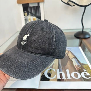 Ralph Lauren Hat Charcoal Washed-Look Pony Baseball Cap