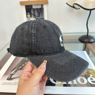 Ralph Lauren Hat Charcoal Washed-Look Pony Baseball Cap