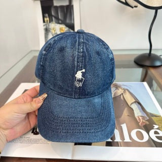 Ralph Lauren Hat Dark Denim Washed Pony Baseball Cap