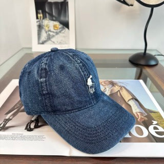 Ralph Lauren Hat Dark Denim Washed Pony Baseball Cap