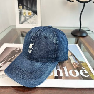 Ralph Lauren Hat Dark Denim Washed Pony Baseball Cap