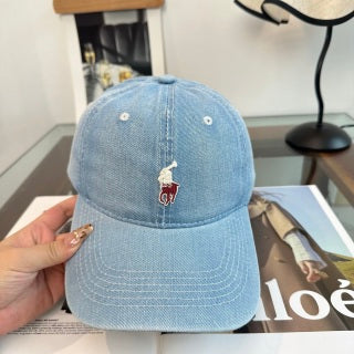 Ralph Lauren Hat Light Blue Washed Pony Baseball Cap