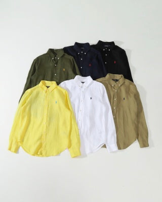 Ralph Lauren Shirt Washed Linen Classic Button Down Long Sleeve Shirt