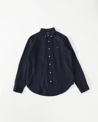 Ralph Lauren Shirt Washed Linen Classic Button Down Long Sleeve Shirt