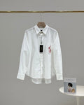Ralph Lauren Shirt Contrast Embroidered Tencel Linen Blend Long Sleeve Shirt