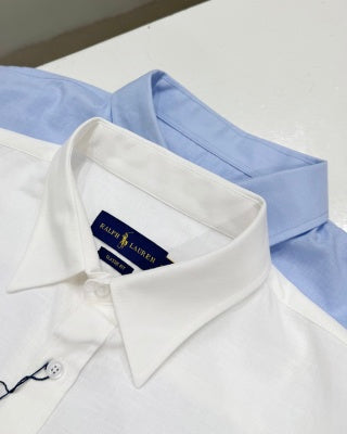 Ralph Lauren Shirt Contrast Embroidered Tencel Linen Blend Long Sleeve Shirt