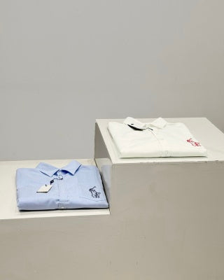 Ralph Lauren Shirt Contrast Embroidered Tencel Linen Blend Long Sleeve Shirt