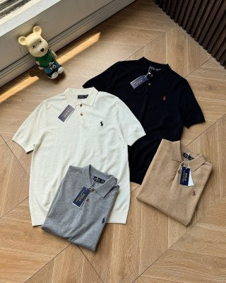 Ralph Lauren Polo Shirt Fine-Gauge Knit Ribbed Hem Polo