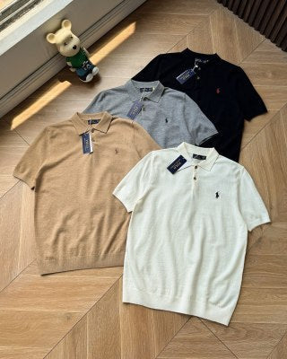 Ralph Lauren Polo Shirt Fine-Gauge Knit Ribbed Hem Polo