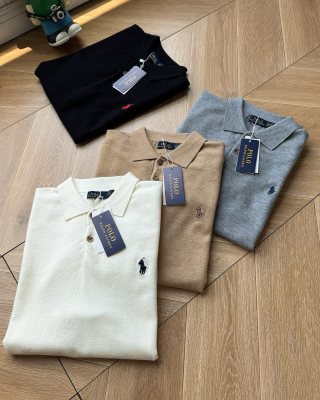 Ralph Lauren Polo Shirt Fine-Gauge Knit Ribbed Hem Polo
