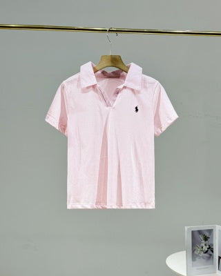 Ralph Lauren Polo Shirt Women's Cotton Ribbed Collar Polo