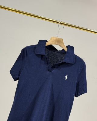 Ralph Lauren Polo Shirt Women's Cotton Ribbed Collar Polo