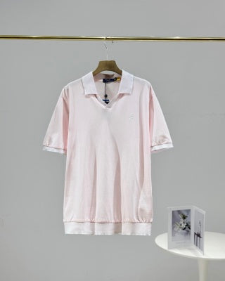 Ralph Lauren V-Neck Contrast Trim Cotton Polo Shirt