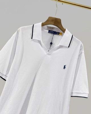 Ralph Lauren V-Neck Contrast Trim Cotton Polo Shirt